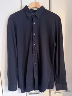 UNIQLO イージーケアジャージーシャツ（長袖）　メンズ　ネイビー　Ｌ