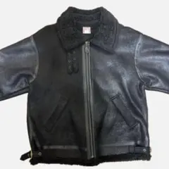 【美品】HINSON 合成皮革　ムートンジャケット黒　B3 フライトジャケット