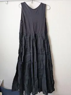 黒 ノースリーブ ロングワンピース 2way グローバルワーク 旅行