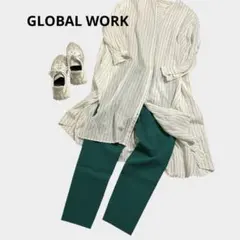 新品タグ付き グローバルワーク パンツ ストレッチ　スゴラクグリーン系Sサイズ