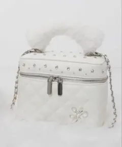 Lumignon ルミニョン キルティング ファー バニティバッグ ホワイト Lumignon ルミニョン キルティング ファー バニティバッグ ホワイト