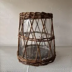 花瓶　フラワースタンド　ラタン　ガラス