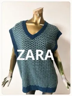☘️T21561☘️ZARA Vネック ニットベスト L XLのサムネイル