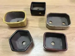 【瀬戸焼】【品野　春日窯】小品盆栽　ミニ植木鉢 5個セット