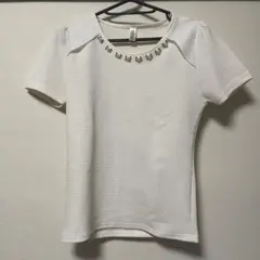 ホワイト 半袖トップス Tシャツ ブラウス