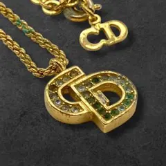 ヴィンテージ Dior CDロゴ ネックレス ゴールド ラインストーン 549