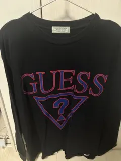 GUESS 黒 ロゴ入り 長袖Tシャツ