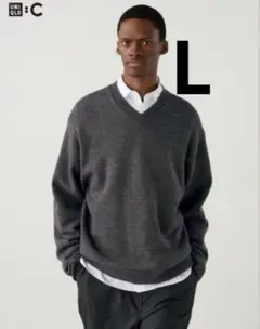 【美品】UNIQLO C リラックスVネックセーター L グレー 人気 完売