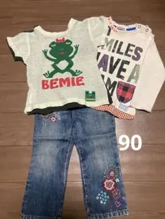 子ども服　女の子　90 まとめ売り　gapデニムパンツ　ロンT 半袖T 靴下付き