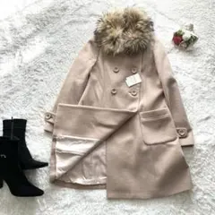 【新品】未使用⭐︎indexウール100% ウールコート size M ファー付き