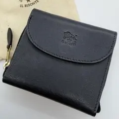 ILBISONTE イルビゾンテ 折り財布 ロゴ刻印 レザー ブラック イタリア