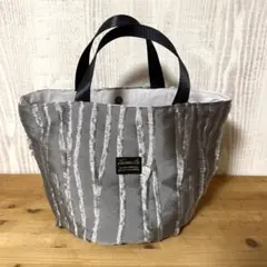 丸底トートバッグ　ハンドメイド　海外輸入生地　グレー　自立　大容量
