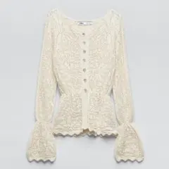 ZARA❤️オープンニットカーディガン❤️アイボリー❤️レース編み❤️長袖