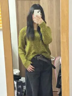 WILD オリーブグリーン 長袖ニット 森ガール 緑