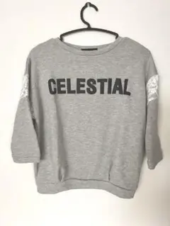 美品CECI McBEE ロゴプリント 七分袖スウェットグレー