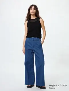 【UNIQLO】ワイドトラウザージーンズ S 67BLUE
