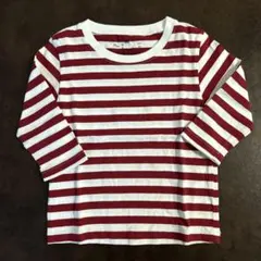 無印良品　赤と白のボーダー 長袖カットソー