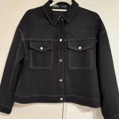 ZARA ブラックスエードジャケット　ステッチ