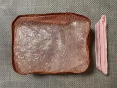 無印良品　　オレンジ ナイロン トラベルポーチ メッシュ2個セット
