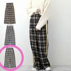 オンブレーチェック起毛サイドラインパンツ Mのサムネイル
