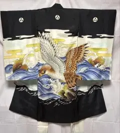 1-M お宮参り 七五三　着物、長襦袢　男の子　正絹 祝い着