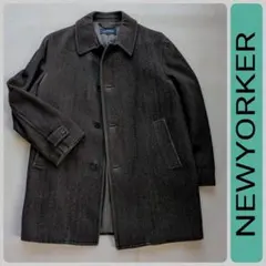 NEWYORKER メンズ コート ダークブラウン　アンゴラ混　Lサイズ