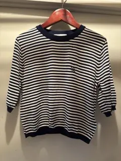 極美品 CALNAMUR 半袖 ストライプ　Tシャツ　ネイビー　藤田ニコルのサムネイル