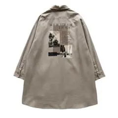 バックプリント オーバーシャツ ロング丈（フリー）ユニセックス ライトグレージュ