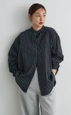 CRAFT STANDARD BOUTIQUEストライプ バンドカラー シャツ