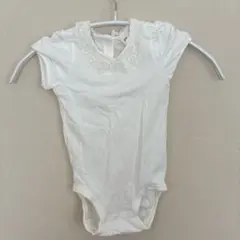 H&M レース付き襟 ホワイトロンパース 80