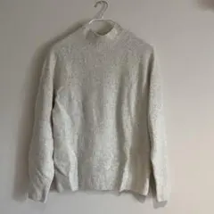 UNIQLO 3Dスフレヤーンモックネックセーター　オフホワイト　メンズS