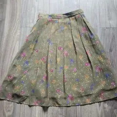 花柄フレアスカート オリーブグリーン