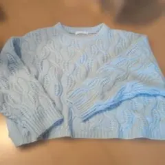 chocol raffine robe ケーブルニット ライトブルー