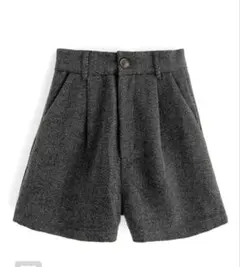 GRL 完売品 ヘリンボーン柄タックショートパンツ チャコール L gm697