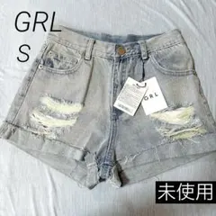 GRL ダメージロールアップ デニムショートパンツ 未使用★ Sのサムネイル