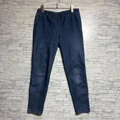 GU ダークブルー ストレートレッグデニムパンツ　ウエストゴム　リラックス　美品