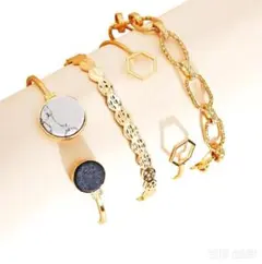 ゴールドブレスレットセット 4本