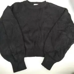 黒ラメ クロップドニット L