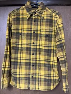 サウスロードSouth road ネルシャツ イエロー　チェック　M