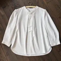 green label relaxingチャーム＆ボウタイ7分袖ブラウス