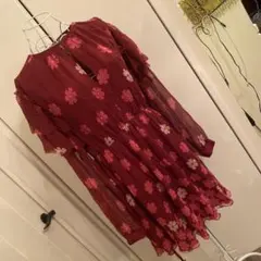 フラワープリント シースルー ワンピース
