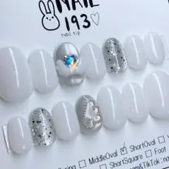 #464現品発送 ネイルチップ 14本セット ウィッシュコア マグ 白 天使