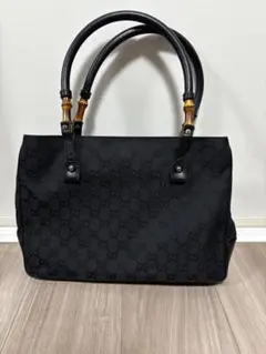 GUCCI グッチ　バンブー　トートバッグ　GGキャンバス　黒