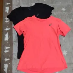 ASICS Tシャツ 2枚セット ブラック オレンジ