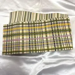 半幅帯　緑　チェック　ストライプ