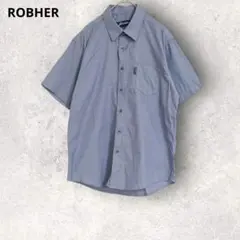 ROBHER 短袖襯衫 M 灰藍色 棉混紡 簡約 休閒