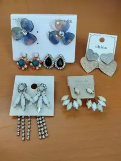 カラフルビーズとハート型ピアスセット