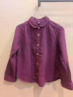 【UNIQLO】赤と青のチェック柄 長袖シャツ 120