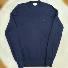 値下‼️LACOSTE ネイビー Vネック 長袖セーター US Mのサムネイル