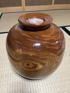 【未使用・価格交渉可】けやきくり抜き製法　花瓶　花立て　　花器　和雑貨　天然木